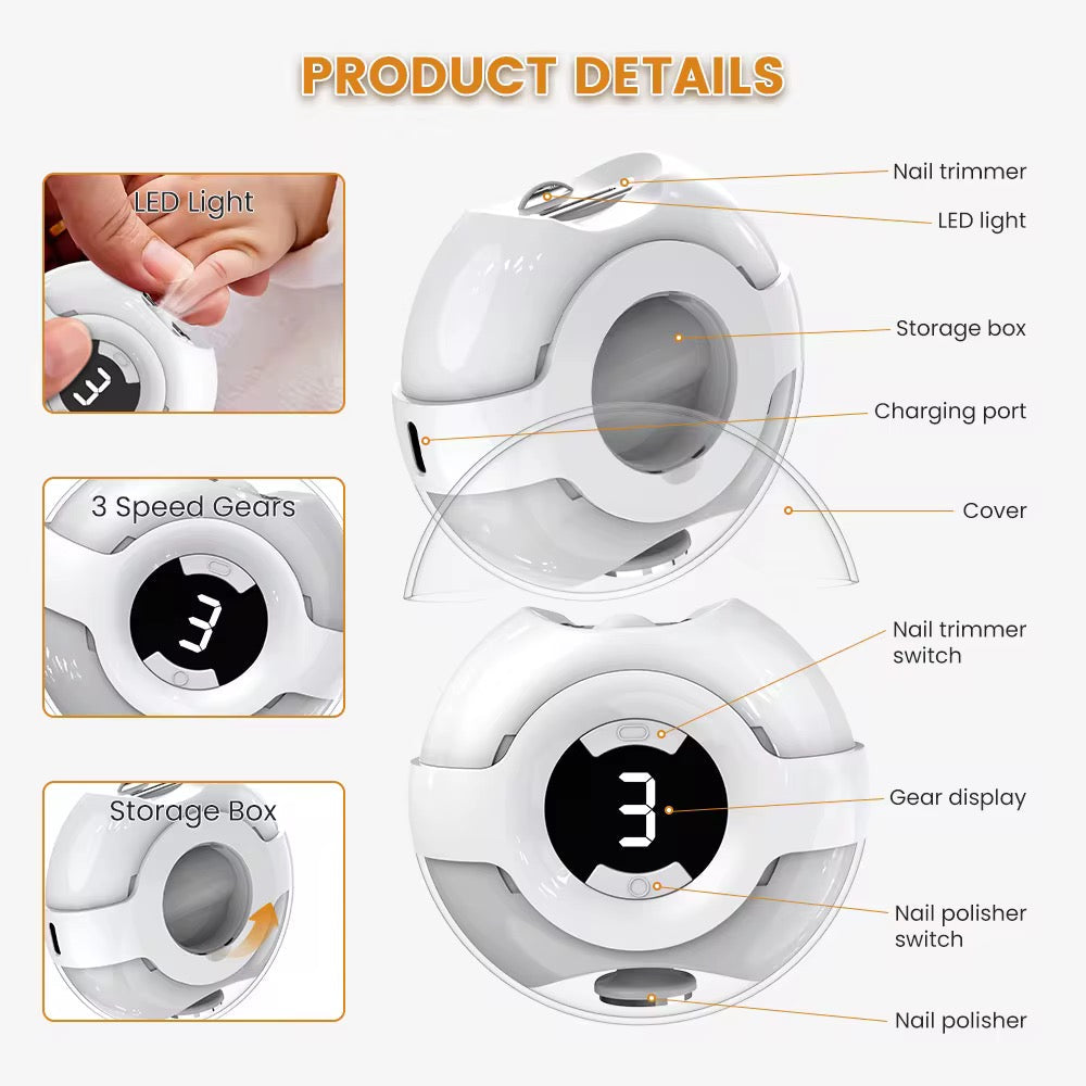 Elektrisk genopladelig neglefil – Sikker & Skånsom Til Hele Familien